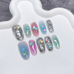 'RAINBOW DROPLET' press on nails