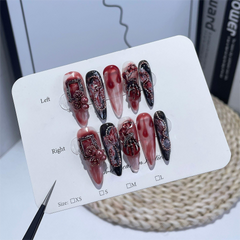 'BLOOD-RED ROSE' press on nails