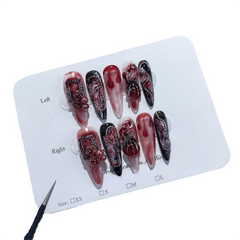 'BLOOD-RED ROSE' press on nails