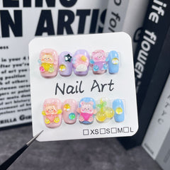 'RAINBOW BEAR' press on nails