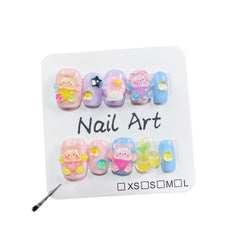 'RAINBOW BEAR' press on nails